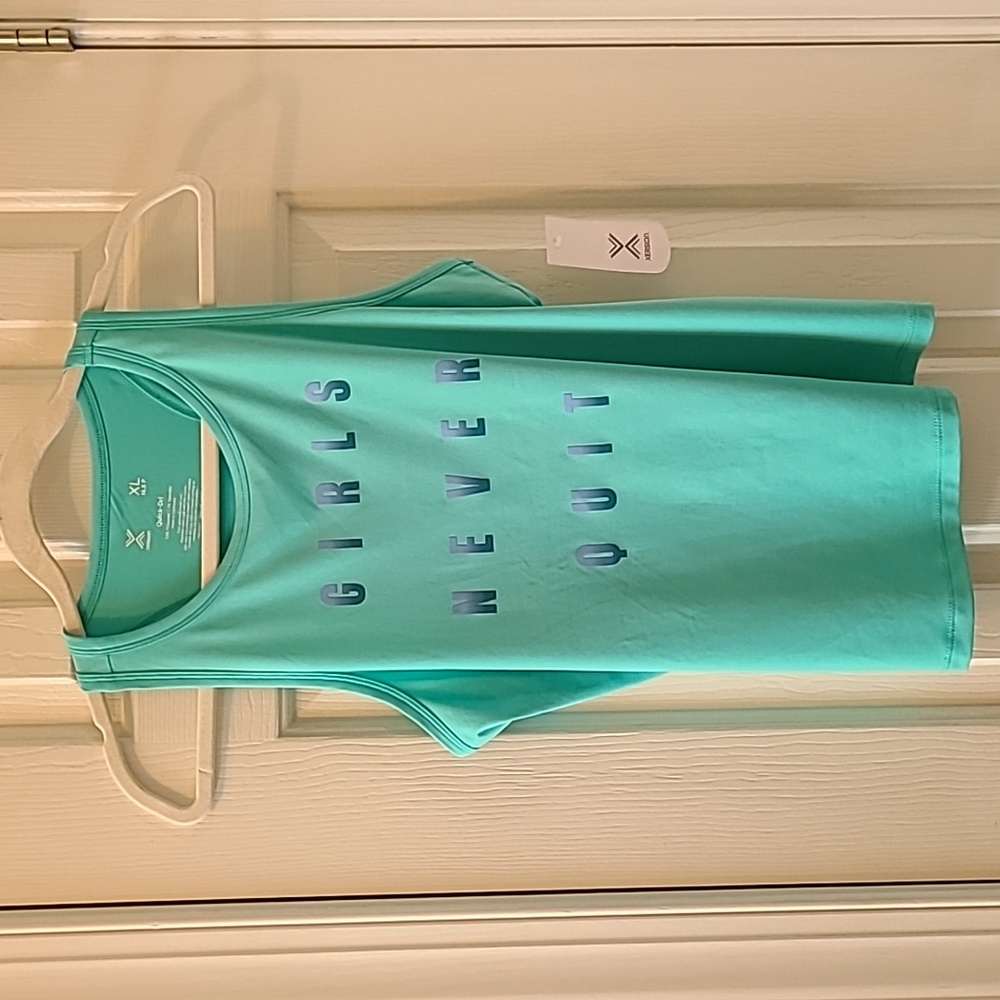 XERSION GIRLS TURQUOISE PLUS TANK TOP 3XL 22.5P "GIRLS NEVER QUIT" 😀